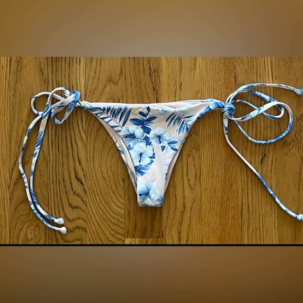 Frankies Bikinis Hawaiian Blush Tropical Pink Blue Floral Bottoms